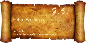 Fohn Valéria névjegykártya